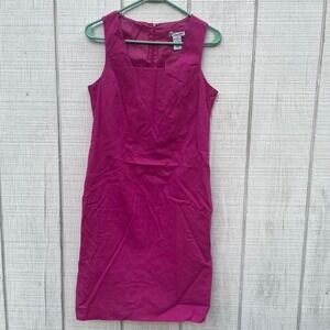 JG Hook Linen Blend Dress Sleeveless Casual Career sleeveless‎ Fuchsia 4P summer